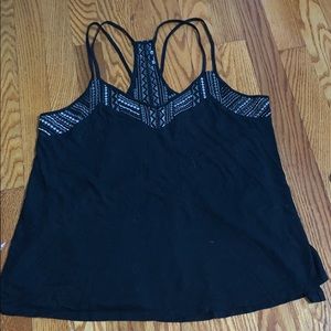 Express Black Patterned Flowy Tank Top